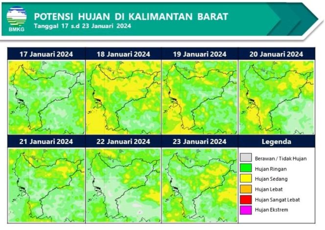 
 BMKG Sungai Tebelian Keluarkan Peringatan Cuaca Ekstrem hingga 23 Januari Mendatang