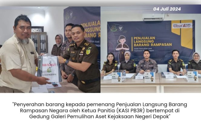 
 Pemulihan Aset Kejari Depok Jual Langsung Barang Rampasan